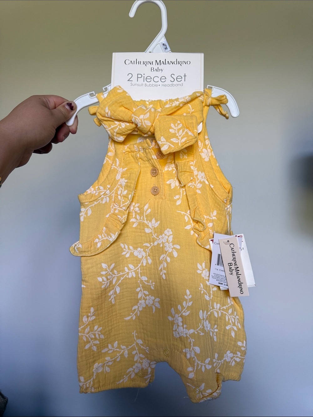 Catherine Malandrino Yellow Floral 2-Piece Sunsuit & Headband Set